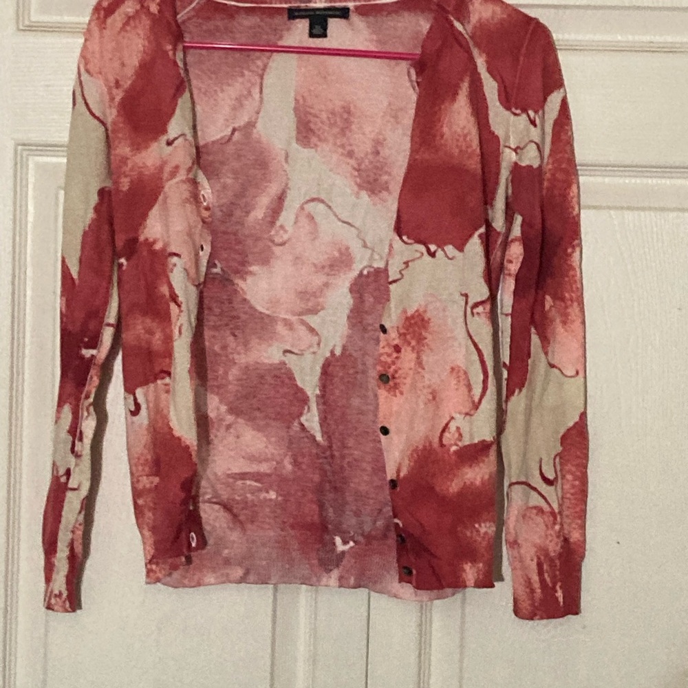 Banana Republic Red and Cream Knit Top XS